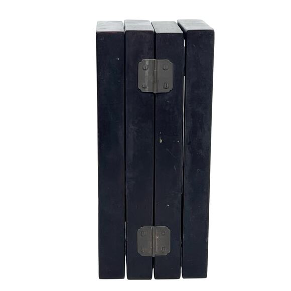 Vintage Asian Carved Cork Diorama Black Lacquer 4 Panel Mini Folding Screen - Picture 4 of 16